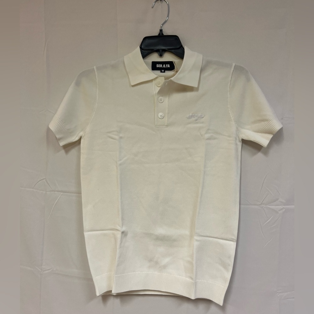 NEW MENS SER.O.YA OFF WHITE POLO SHIRT SIZE: M